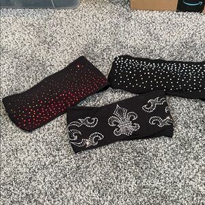TAWGEAR Elegant Black Headbands with Rhinestone Accents (3)